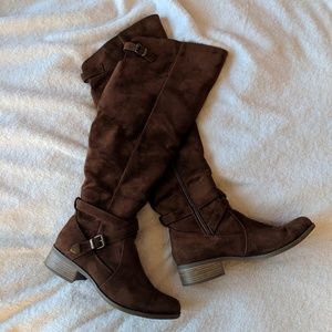 Merona brown faux suede over the knee boots